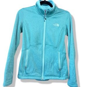 The North Face Agave Full Zip Fleece Jacket Womens XS Aqua Heather Mock Neck